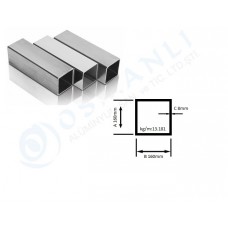 Alüminyum Kutu Profil 160mm x 160mm Et Kalınlık 8mm